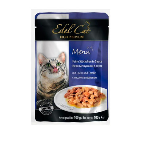 Влажный корм для кошек (лосовь, форель в соусе) Edel Cat (0,1 кг)