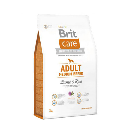 Сухой корм для собак средних пород (ягненок/рис) BRIT Care (3 кг)