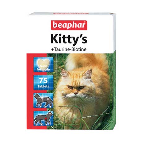 Витаминизированное лакомство для кошек Beaphar Kitty's Taurine + Biotine (75 таб.)