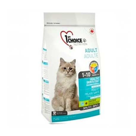 1st Choice Adult Healthy Skin&Coat Сухой Корм для взрослых кошек для кожи и шерсти с лососем,5,44кг.