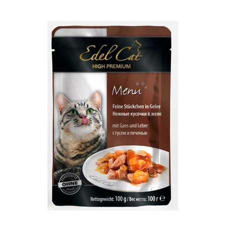 Влажный корм для кошек (гусь, печень в желе) Edel Cat (0,1 кг)