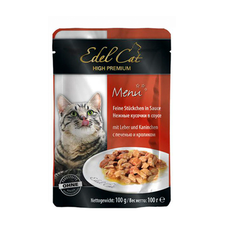 Влажный корм для кошек (печень, кролик в соусе) Edel Cat (0,1 кг)