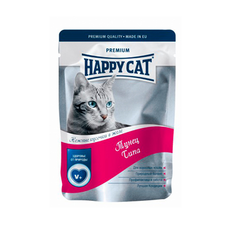 Влажный корм для кошек (тунец в желе) Happy Cat (0,1 кг)