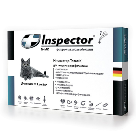 Капли для кошек весом от 4 до 8 кг. Inspector Total K (1 шт.)