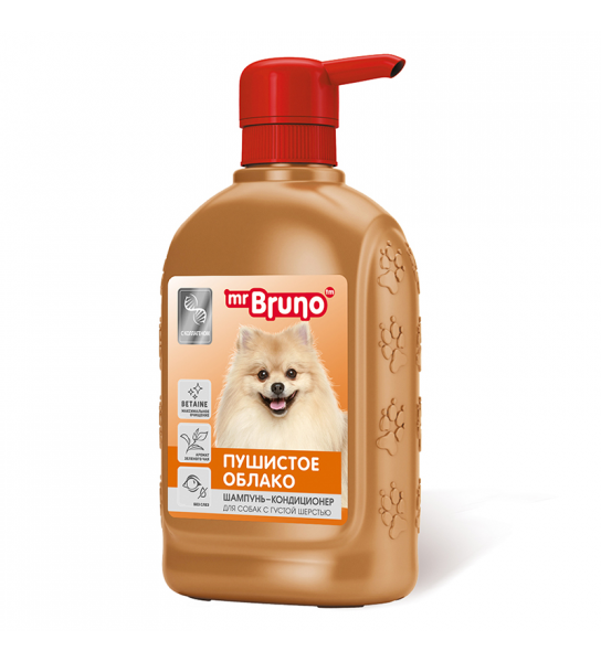 Mr.Bruno - шампунь "Пушистое облако" для собак(для густой,загрязненной шерсти),350мл.