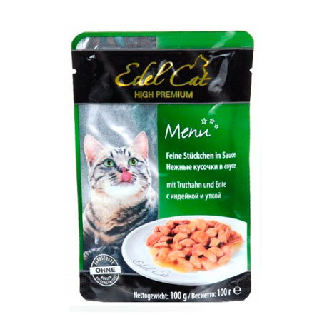 Влажный корм для кошек (индейка, утка в соусе) Edel Cat (0,1 кг)
