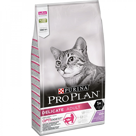 Purina Pro Plan Сухой Корм для взрослых кошек с чувствительным пищеварением индейка и рис,1,5кг.