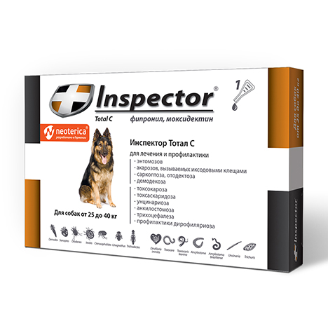Капли для собак весом от 25 до 40 кг. Inspector Total C (1 шт.)