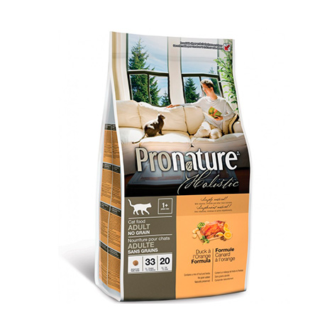Pronature Holistic Adult Indoor Сухой Корм для взрослых домашних кошек утка с апельсином,340гр.