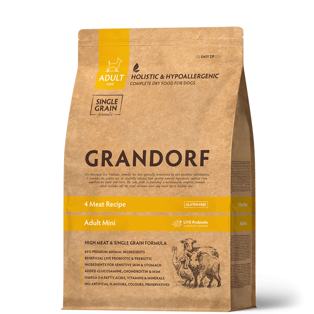 Grandorf Adult Mini 4 Meat — Сухой корм для взрослых собак мелких пород,4 вида мяса,3кг.