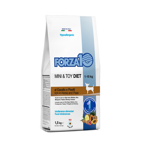 Forza 10 Adult Mini&Toy Diet Hypoallergenic - гипоаллергенный монопротеиновый корм для взрослых собак мелких и очень мелких пород,с кониной и горохом,1,5кг.