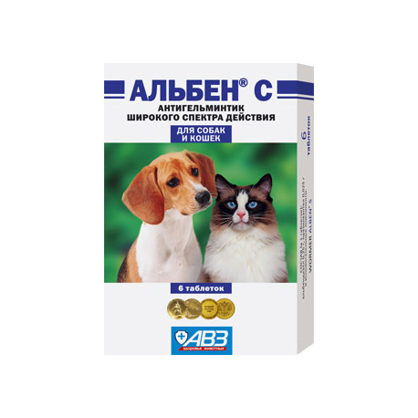 Таблетки для собак и кошек Альбен С (6 таб.)