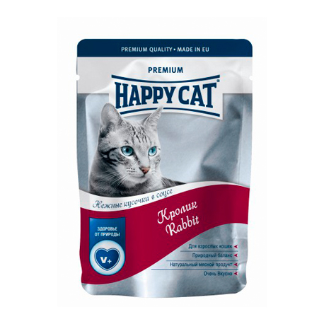 Влажный корм для кошек (кролик в соусе) Happy Cat (0,1 кг)