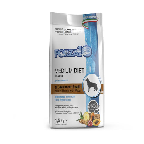 Forza 10 Adult Medium Diet Hypoallergenic -  гипоаллергенный монопротеиновый корм для взрослых собак средних пород,с кониной и горохом,1,5кг.