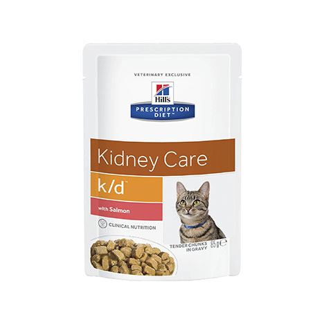 Hill's Prescription Diet K/D Влажный Диетический Корм для взрослых кошек при заболеваниях почек,с лососем,85гр.