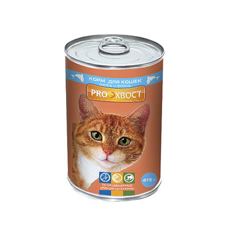 Консервы для кошек (лосось, форель) «Прохвост» (0,415 кг)