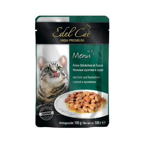 Влажный корм для кошек (утка, кролик в соусе) Edel Cat (0,1 кг)