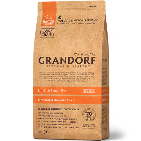 Grandorf Junior Lamb&Rice — Сухой корм для щенков с четырех месяцев,ягненок с рисом,12кг.