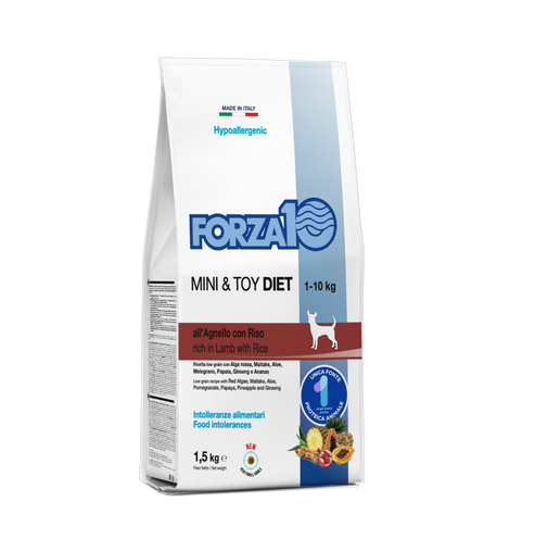 Forza 10 Adult Mini&Toy Diet Hypoallergenic - гипоаллергенный монопротеиновый корм для взрослых собак мелких и очень мелких пород,с ягненком и рисом,1,5кг.