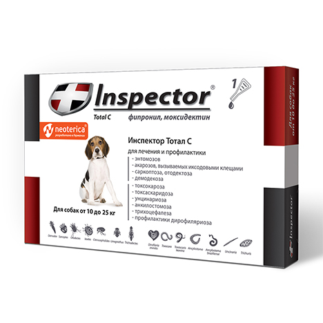 Капли для собак весом от 10 до 25 кг. Inspector Total C (1 шт.)