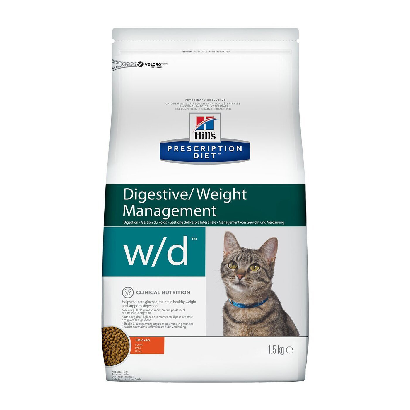 Hill's Prescription Diet W/D Сухой Диетический Корм для взрослых кошек с избыточным весом и/или диабетом,1,5кг.