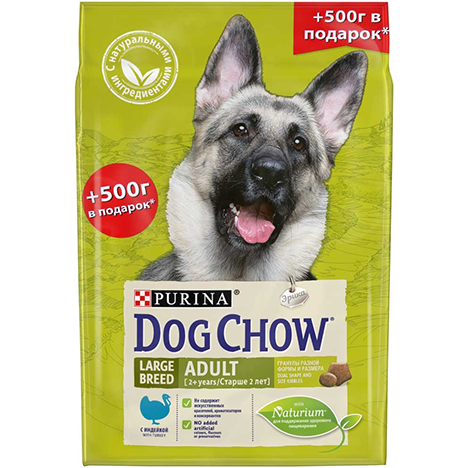 Purina Dog Chow Adult Large Breed Сухой Корм для взрослых собак крупных пород с индейкой,2,5кг.