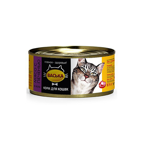 Консервы для кошек (мясо и печень) «Васька» (0,325 кг)