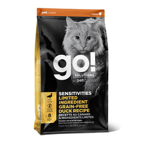 Go! Беззерновой Корм для котят и кошек чувствительного пищеварения со свежей уткой,1,36 кг.