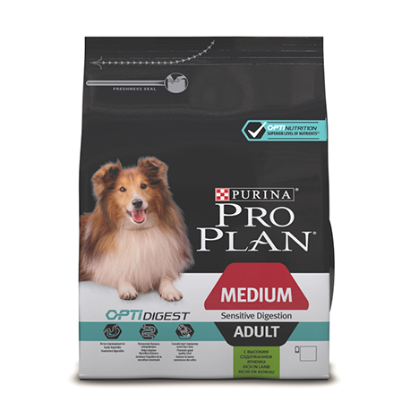 Purina Pro Plan Medium Adult Sensitive Digestion Сухой Корм для взрослых собак средних пород с чувствительным пищеварением,с ягненком,3кг.