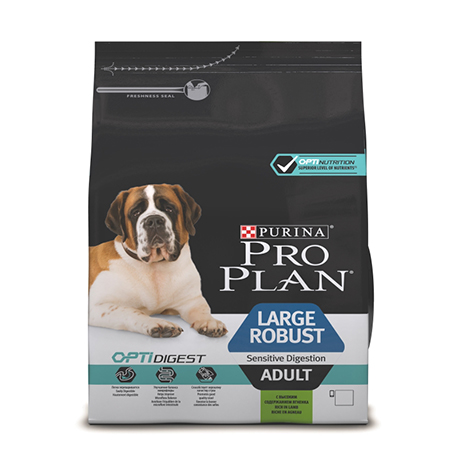 Purina Pro Plan Adult Large Robust Сухой Корм для взрослых собак крупных пород мощного телосложения с чувствительным пищеварением с ягненком и рисом,3кг.