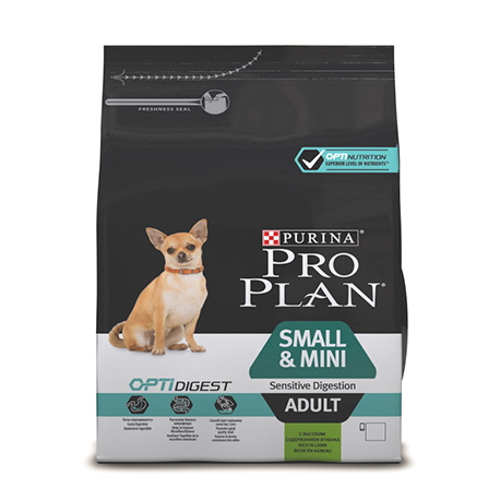Purina Pro Plan Adult Small&Mini для взрослых собак мелких и карликовых пород с чувствительным пищеварением с ягненком,3кг.