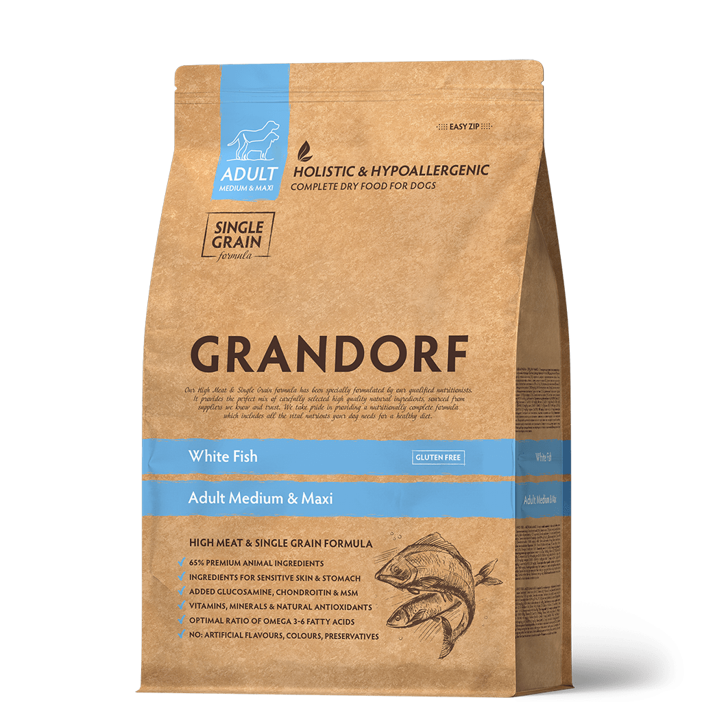 Grandorf Adult Medium&Maxi White Fish— Сухой корм для взрослых собак всех пород,с белой рыбой,1кг.