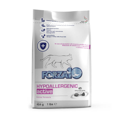 Forza10 Active Line Hypoallergenic - ветеринарная диета для взрослых кошек с пищевой непереносимостью и аллергией на животный белок,454гр.