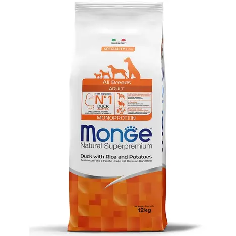 Monge Dog Monoprotein Adult  All Breeds сухой корм для взрослых собак всех пород,утка с рисом,12кг.