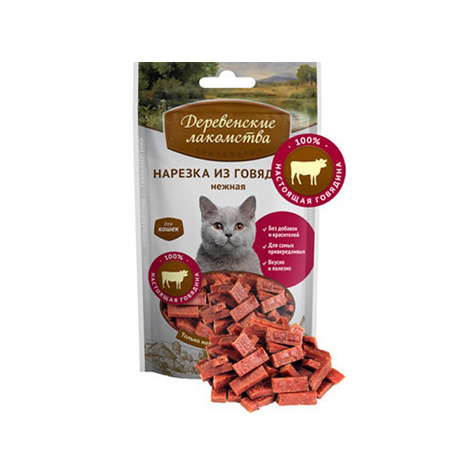 Нарезка из говядины для кошек «Деревенские лакомства»